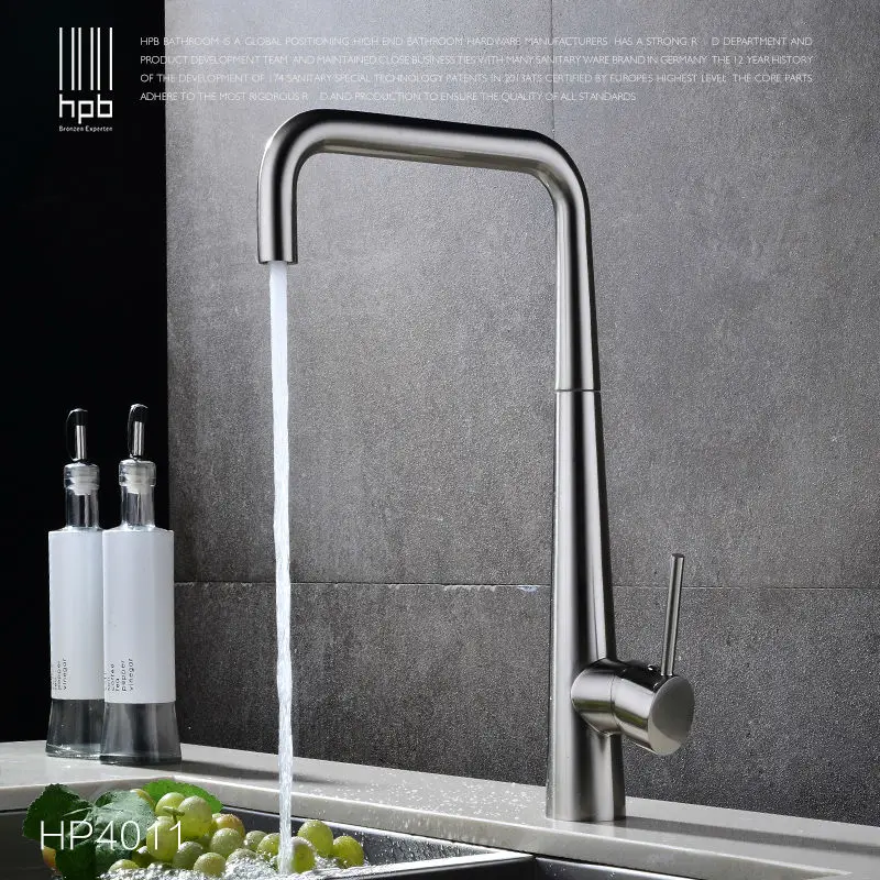 Латунный Матовый поворотный бортиковый кухонный смеситель для горячей и