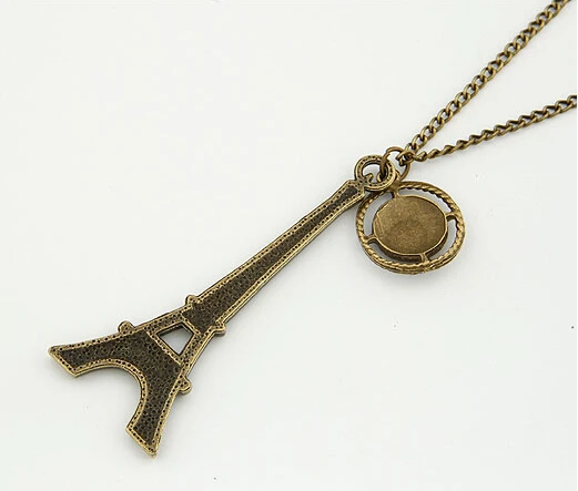 Винтажный Стиль Ретро Корона Эйфелева Подвески в виде башни кулон ожерелье