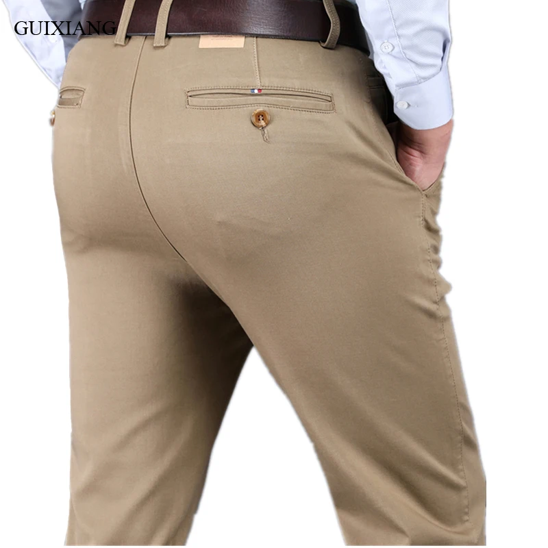 

New Arrival Style Men High-end Boutique Leisure Long Pants Business Casual Solid Cotton Straight Full Length Plus Size 30-42