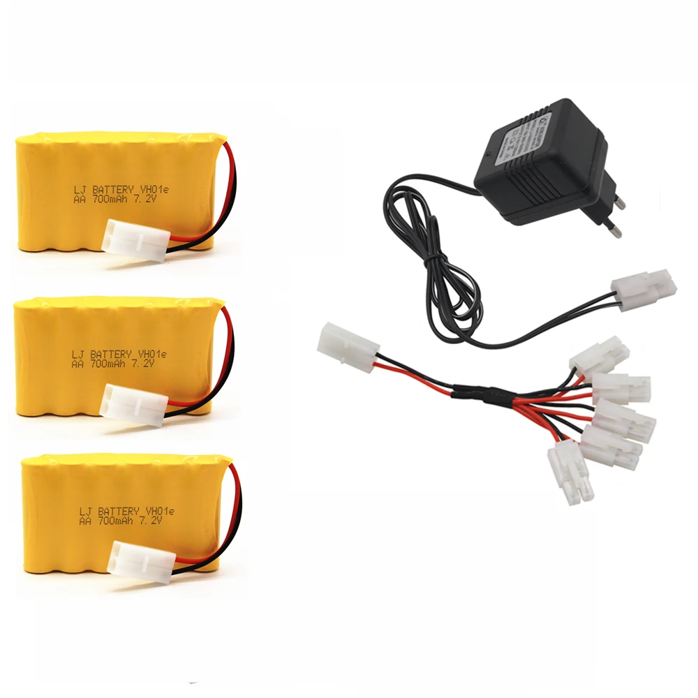 7,2 v 700mah AA NI-CD батарея с 7,2 v зарядным устройством набор для электрических игрушек автомобиля Telerobot лодка пульт дистанционного управления Танк L6.2-2P разъем - Цвет: 3PCS EU