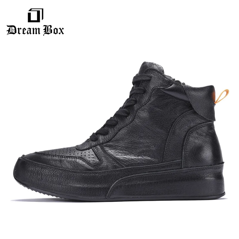 Black High Shoes Men's Winter New Leather Wild Thick-soled Casual | Обувь