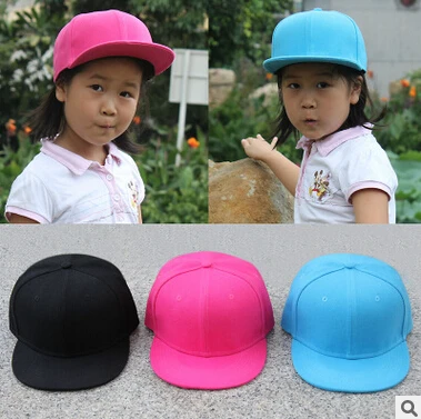 New Kid Plain Snapback Caps Blank Hats Solid Color Children Size Flat Bill Baseball Caps Free shipping