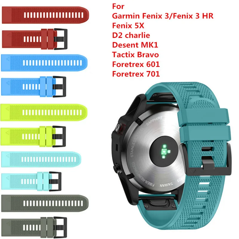 26 мм Quick Release Easy Fit силиконовый сменный ремешок для часов Garmin Fenix 5X/Fenix 5X Plus/Fenix 3 HR/Fenix 3/Tactix Bravo