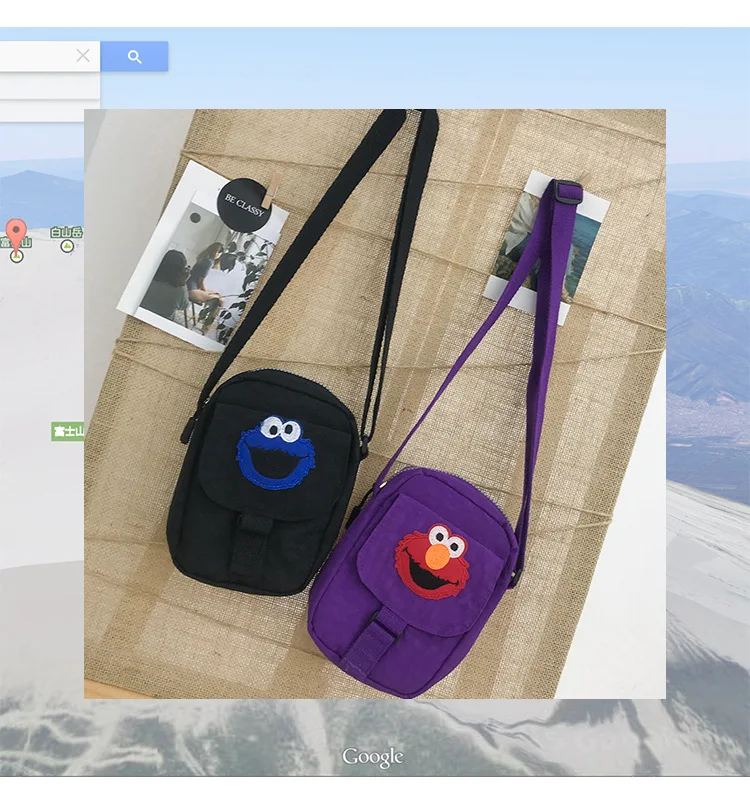 Сумка мессенджер seame Street ELMO cookie Monster Холщовая через плечо карман для мобильного