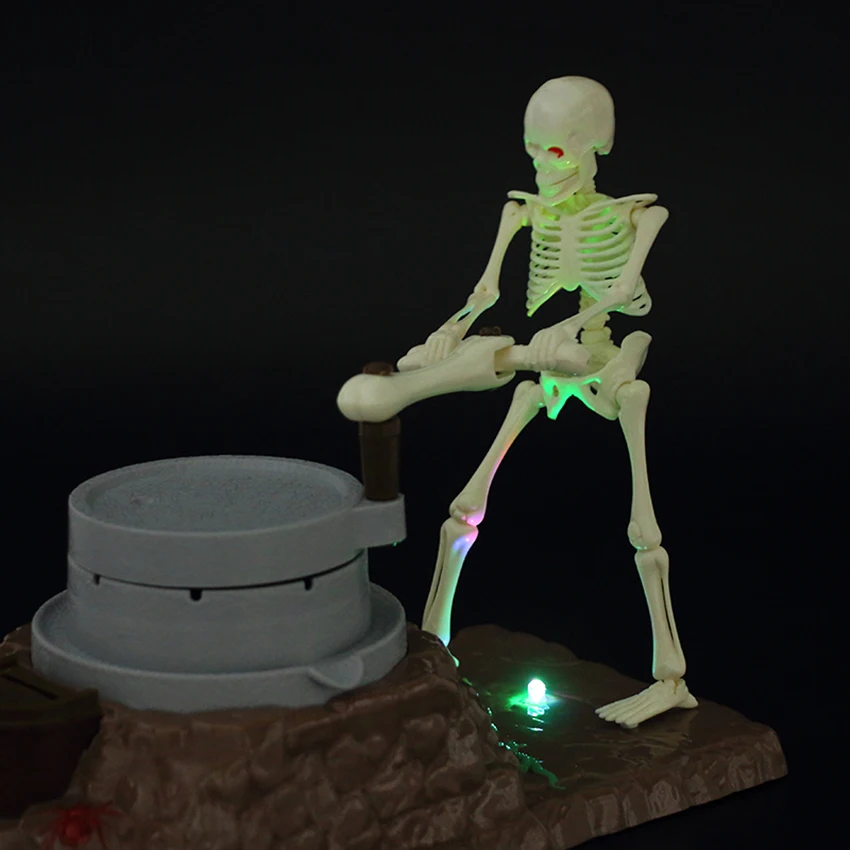 Automated ghost Skeleton Skull grinding mill Moving Electronic Coins saving Money Piggy Bank mischief Box for kids birthday gift | Дом и сад