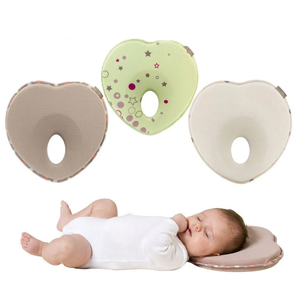 

LONSANT Newborn Baby Pillow Lovely toddler kids heart shape Flat Head Prevent Pillow Anti Roll Support Protection Cushion