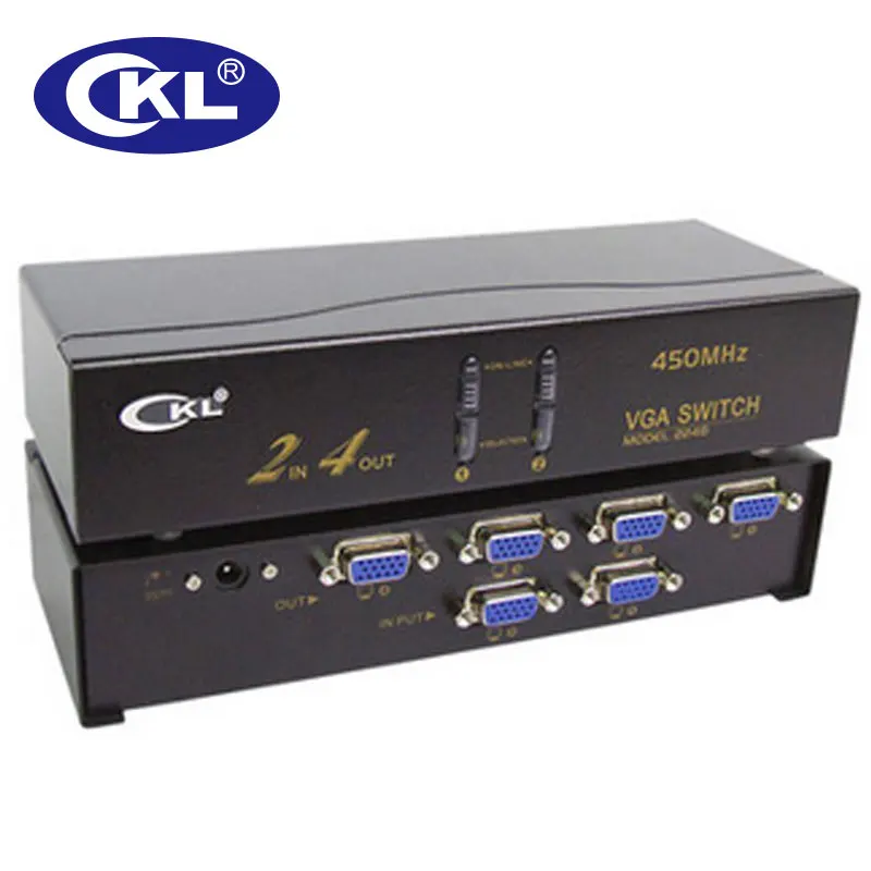 CKL VGA Switch 2 in 4 out Support 2048*1536 450MHz for PC Monitor Big Screen Projection Transmission up to 60 Meters CKL-224B