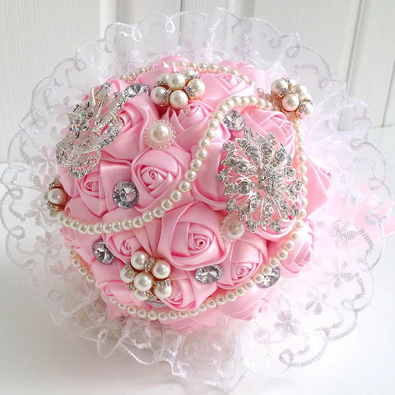 Романтический букет де mariée свадебных аксессуаров свадьба шику букеты кристалл