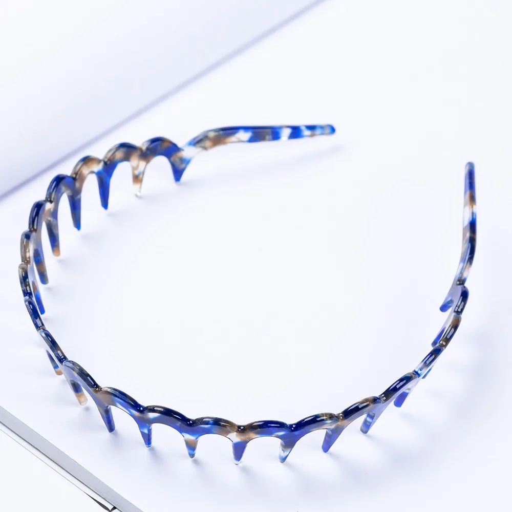 No Slip Teeth Headband Water Proof Hairband Acetate Sapphire blue Hair Accessories for Women |