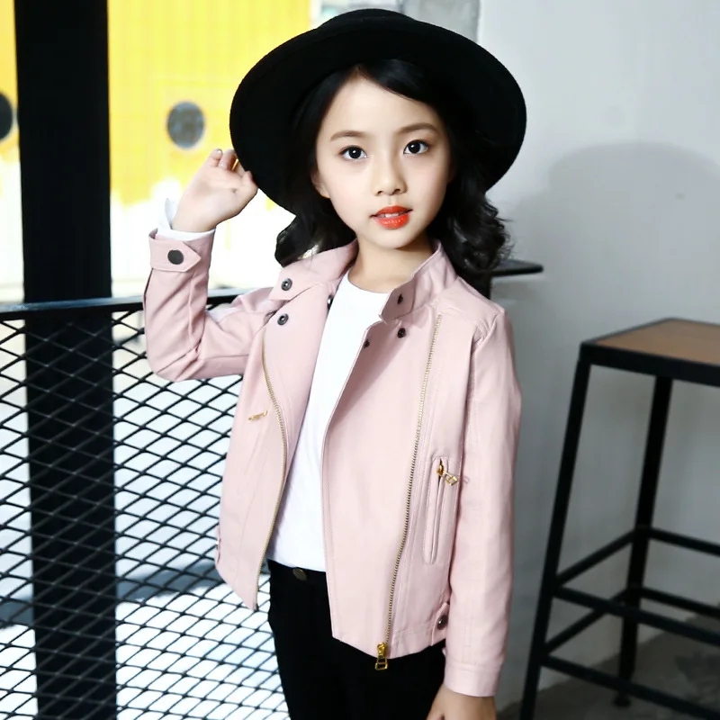 

Girls PU Leather Jacket 2020 Autumn Winter Jackets For Girls Clothes Zipper Coat Fashion Children Outerwear 4 6 8 10 12 13 Years