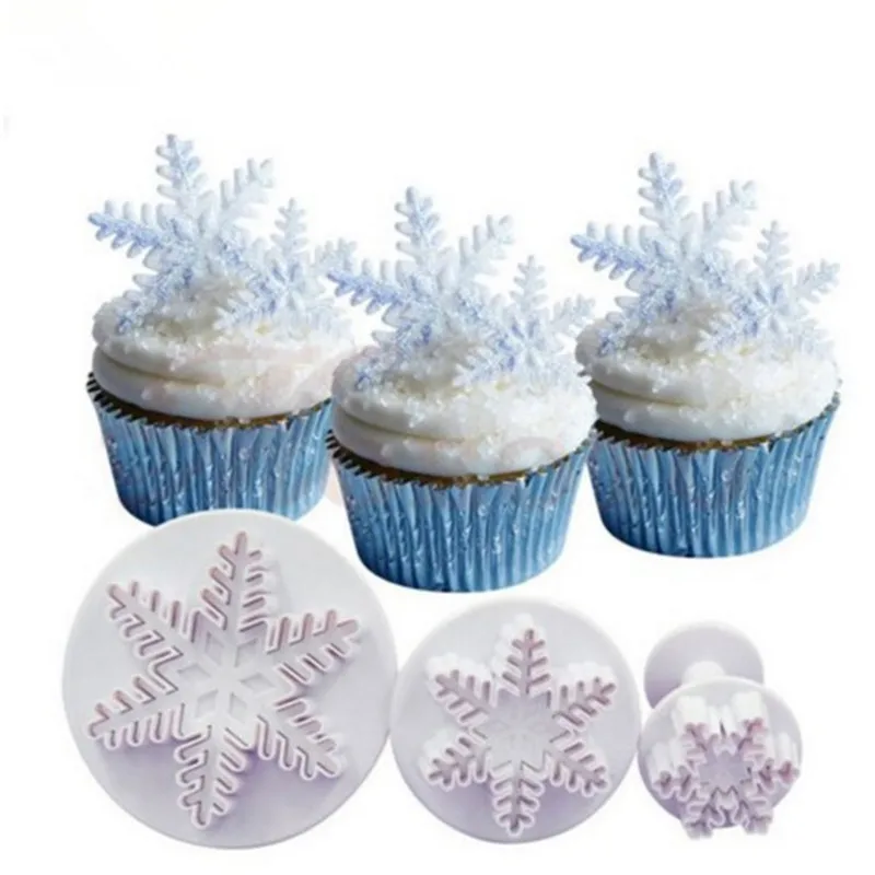 Комплект из 3 предметов Рождественская Снежинка печенья форма для fondant (сахарная)