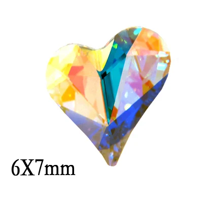Heart 6x7mm Yanruo 36 шт Мода 3D дизайн ногтей AB стеклянное украшение в виде алмаза стразы с плоской обратной поверхностью блестки для украшения ногтей гвозди аксессуары - Цвет: Heart 6x7mm