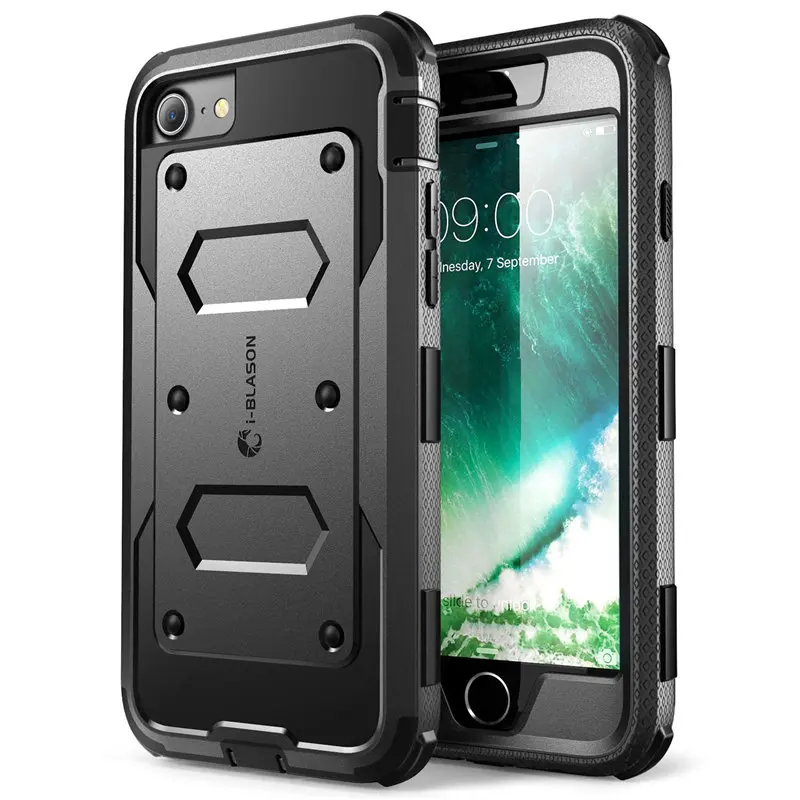 Black Чехол для iphone 7/8 4,7 дюйма i-Blason Armorbox, полный корпус, сверхмощный ударопрочный бампер, крышка со встроенным протектором экрана - Цвет: Black