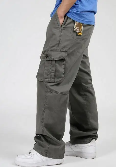 Весенне-летние толстые повседневные брюки хлопковые мужские длинные большого