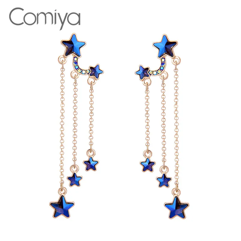 Comiya длинное Золотое цветное звено стеклянные звезды индийские ювелирные изделия