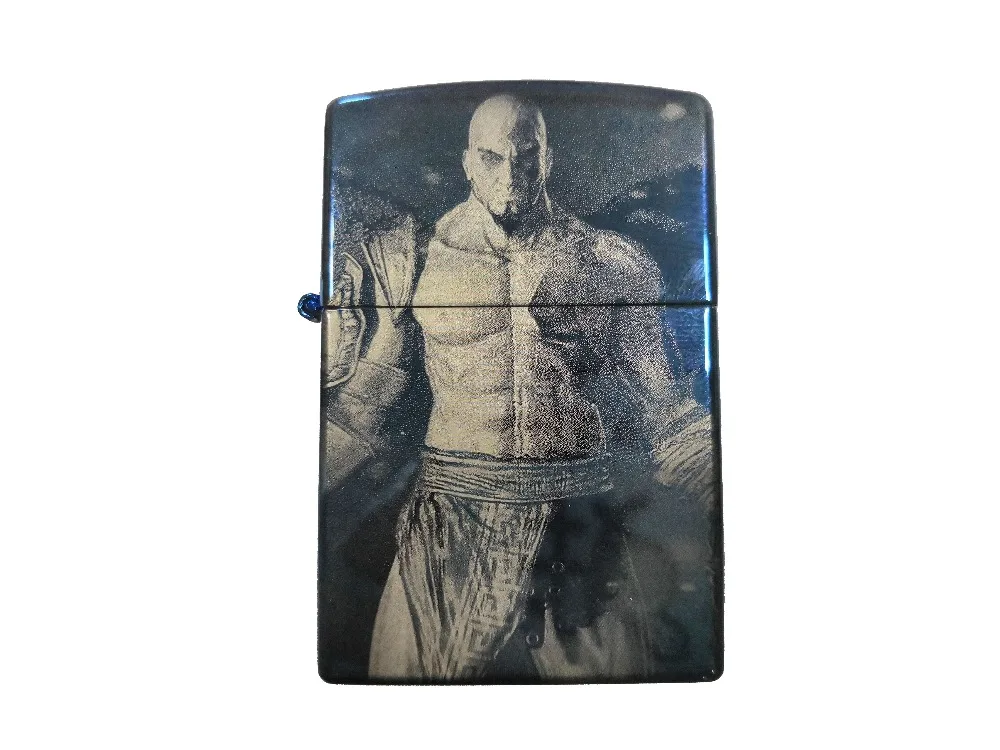 39*58 мм God of War Kratos плазменная Зажигалка яркий синий лазерный логотип