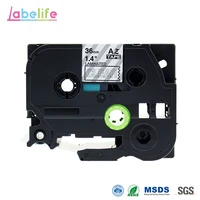 labelife tze 165 white on clear 36mm compatible for brother label printer label tape 36mm 165 tze 165 tz 165 1 4 x 26 2