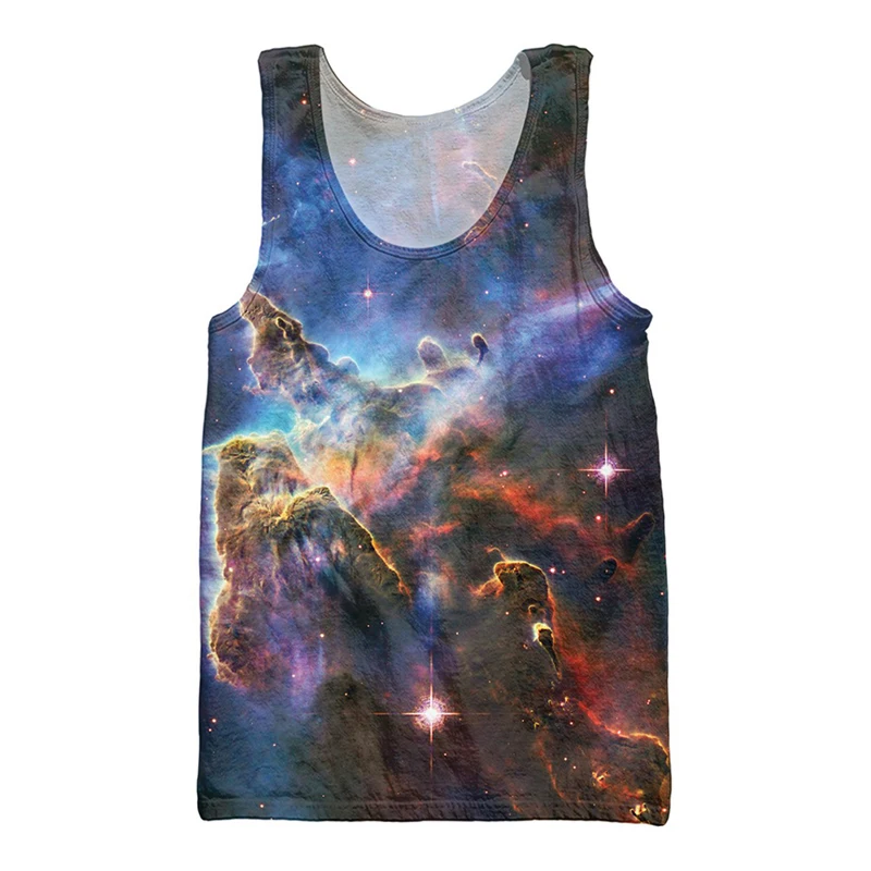 Summer Men's Tank Top Men Bodybuilding Muscle Clothing Northstar Space Galaxy Nebula Printing 3D Sexy Vest Plus Size 5XL