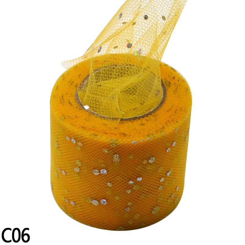 C06 22 м/рулон, 5 см, фатиновая юбка-пачка с блестками из органзы, прозрачная газовая юбка-рюмочка, подарок, украшение для свадебной вечеринки, вечерние принадлежности для вечеринки - Цвет: C06