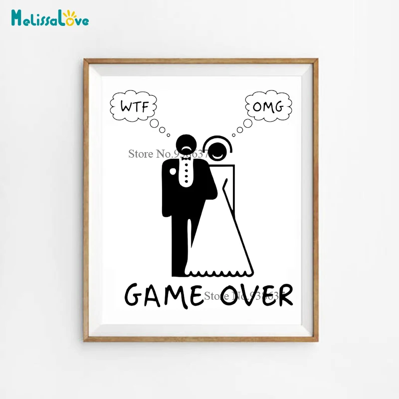 Over Bride And Groom Board Sticker Wall Decor Wedding Room Bedroom Wtf Omg Cl254