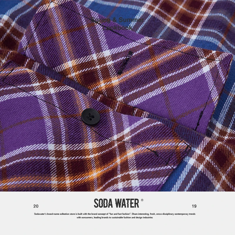Клетчатая рубашка SODA WATER летняя уличная для скейтбординга с коротким рукавом
