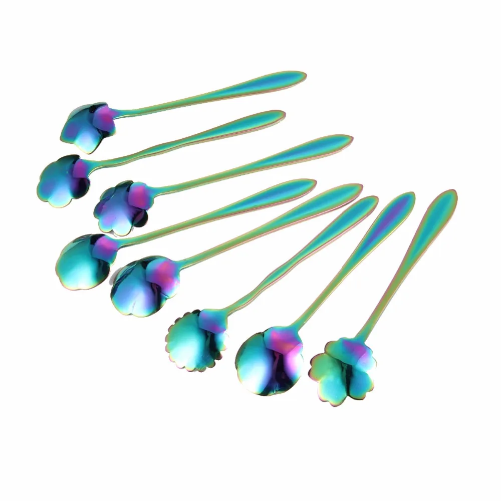 Ложка из нержавеющей стали посуда цвета радуги ложка перемешивание сахар чай