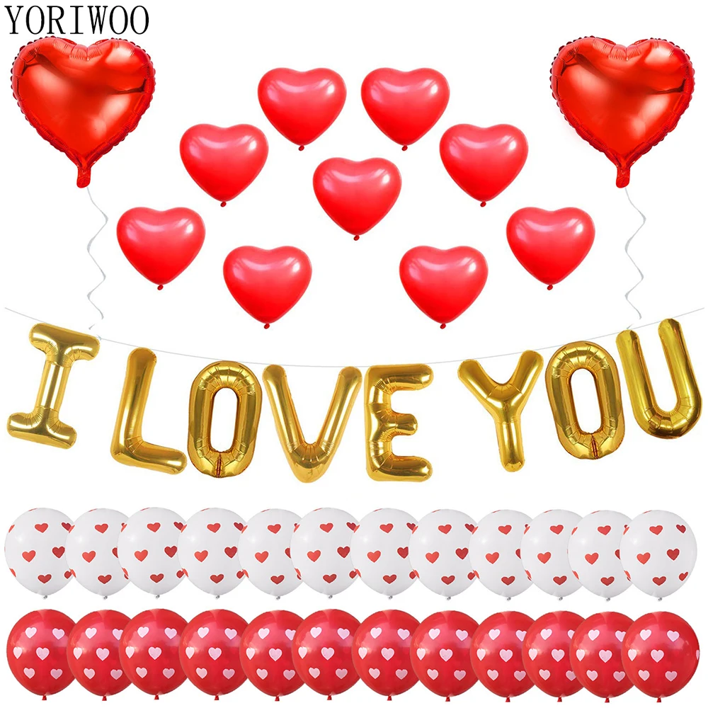 YORIWOO Романтические свадебные Ballloons I Love You латексный шар сердце Счастливый День