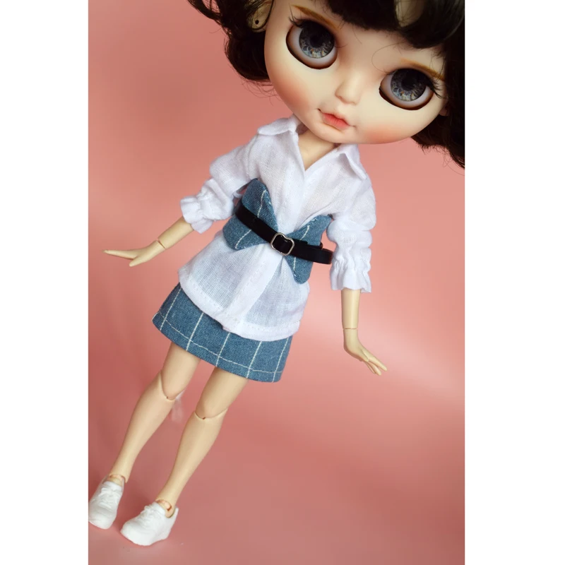 1 комплект модной кукольной юбки ICY Blyth + белая рубашка пояс одежда для Azone Licca куклы