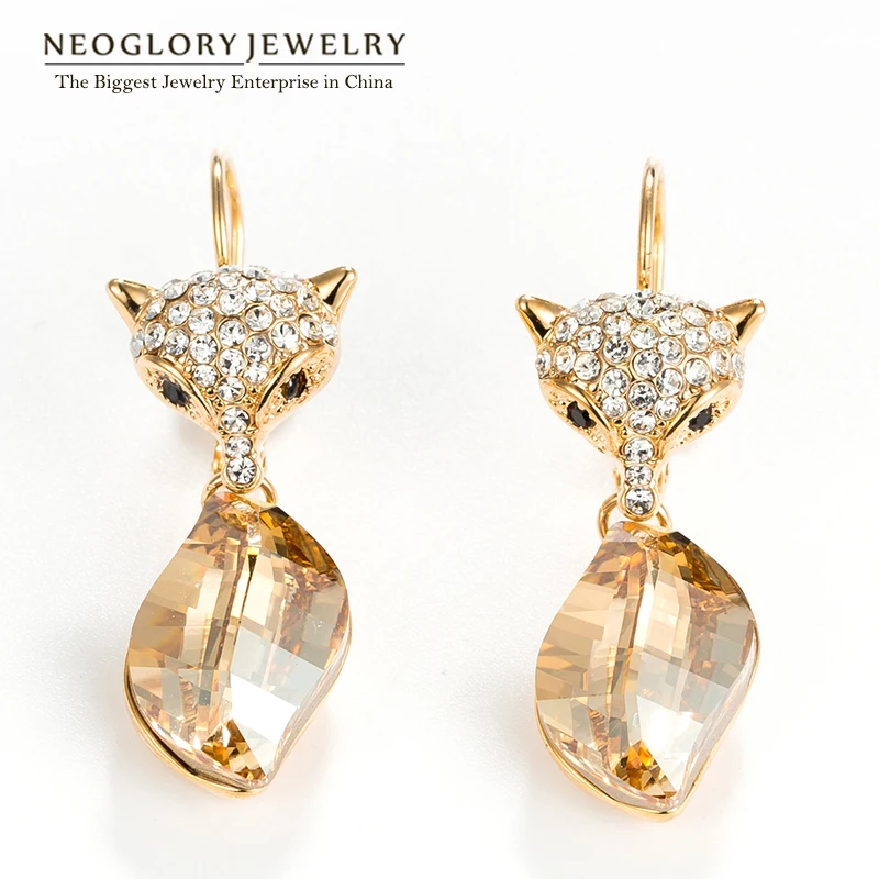 Серьги капли Neoglory Модные женские ювелирные изделия животные лиса для женщин 2020