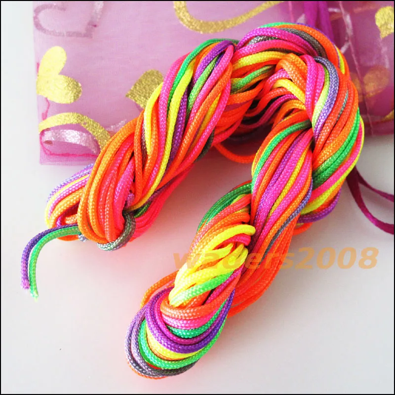 Радужный цвет 15 м/рулон 1 мм китайская нейлоновая нить для завязывания узлов шнур