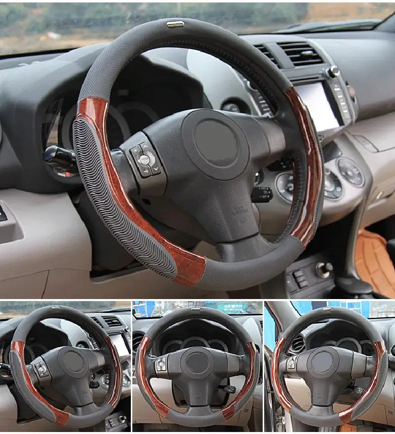 2018 car steering wheel cover light wood grain leather comfortable car steering wheel covers fits 38cm fits 15 car accessories free global shipping