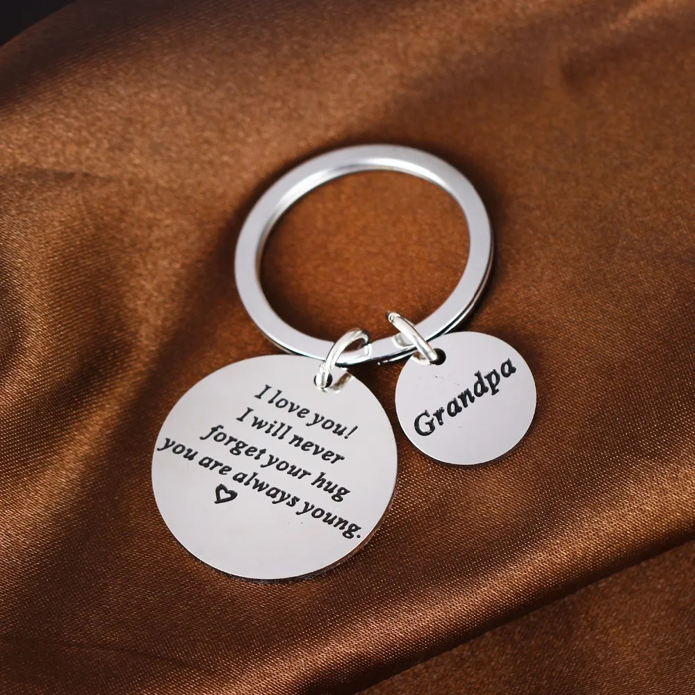 I Love You Grandpa Keychain Stainless Steel Gifs For Grandfather Family Keyring Key Chain Jewelry Pendant Charm Presents | Украшения и