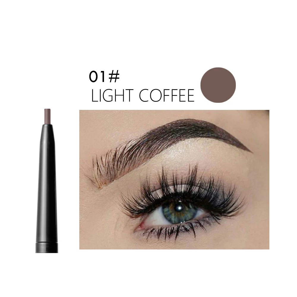 01 Light Coffee 3D водостойкий автоматический карандаш для бровей с двойной головкой, натуральный стойкий карандаш для татуажа, увеличитель бровей, черный коричневый оттенок, макияж - Цвет: 01 Light Coffee