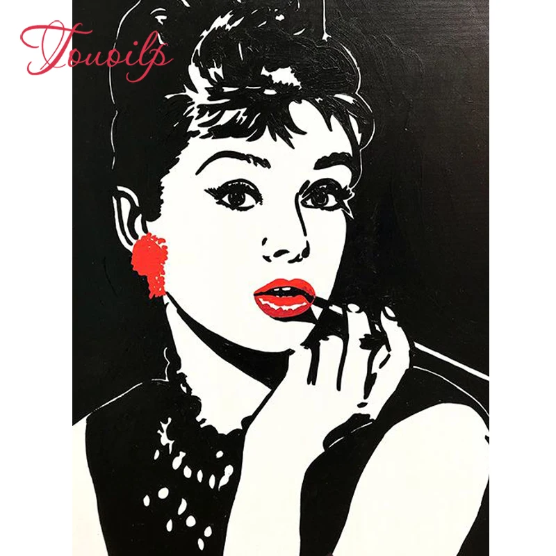 

TOUOILP Full Square/Round Drill 5D DIY Diamond Painting"Audrey Hepburn"3D Embroidery Cross Stitch Mosaic Rhinestone Home Decor