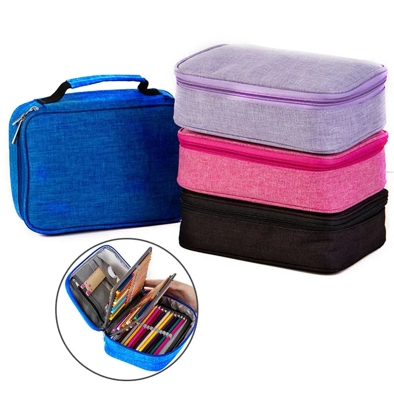 Брезентовые школьные пеналы большой емкости 72 Отверстия коробка для ручек на