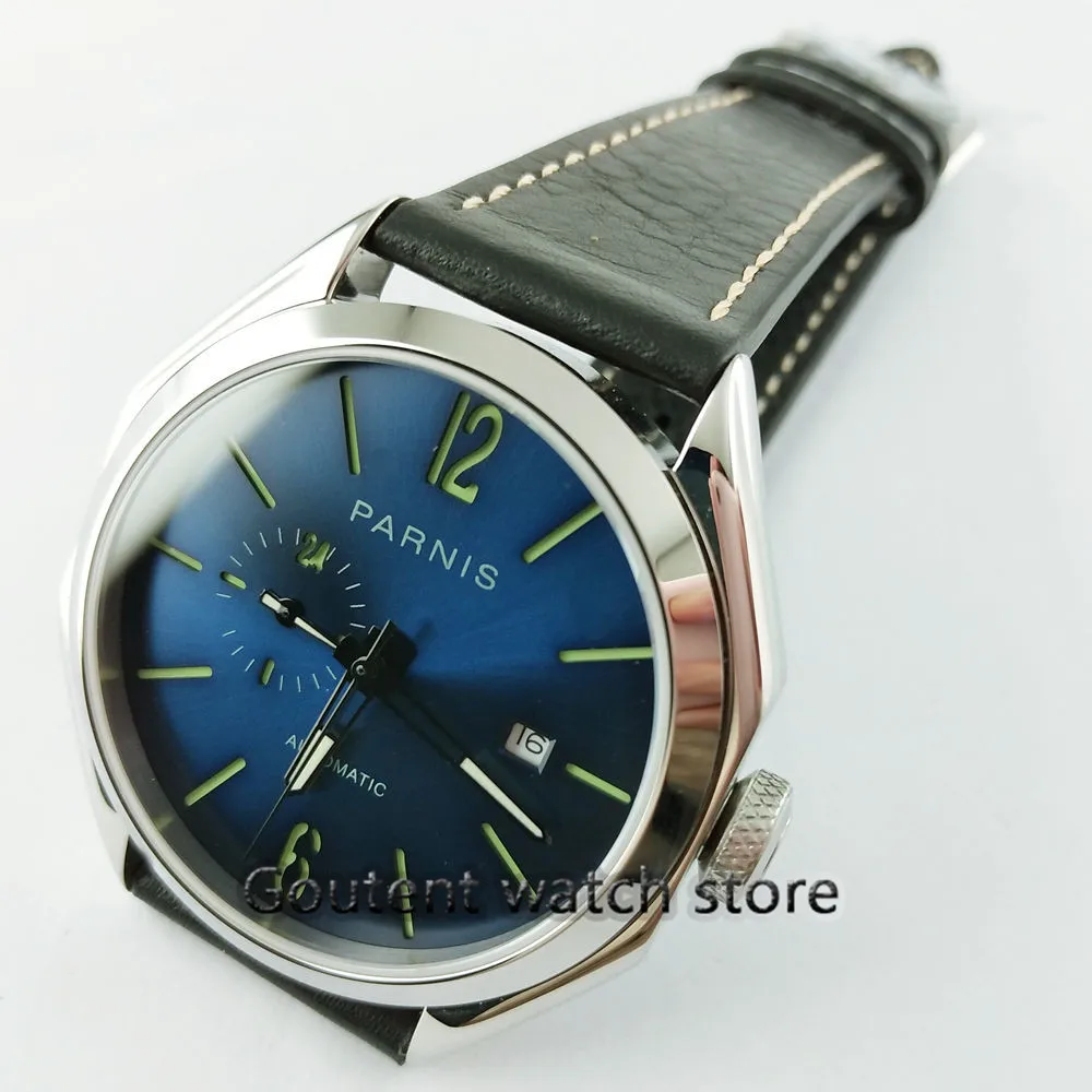 Parnis 43 мм 21 jewels MIYOTA 821A автоматический синий циферблат сапфировое стекло Miyota