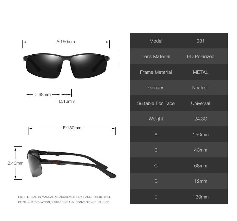 

SAYLAYO Al-Mg Sports Polarized Sunglasses For Men Driving Fashion Coating Mirror Sun Glasses Male Driver Fishing Golf UV400