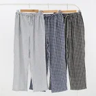 Мужские и женские хлопковые домашние пижамные штаны, хлопковые клетчатые штаны для сна, штаны для отдыха, размера плюс, одежда для сна