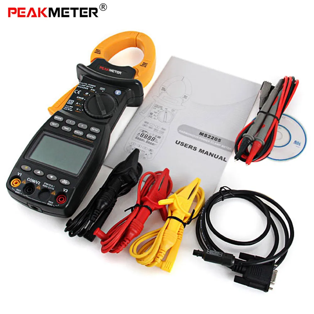 PEAKMETER MS2205 ЖК-дисплей Многофункциональный 3 фазы клещи умный гармоники Мощность