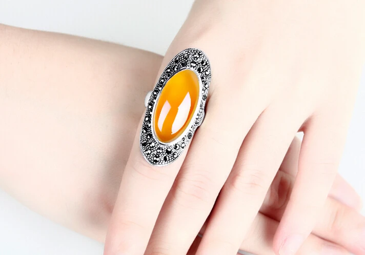 Кольцо + 412 черный зеленый синий драгоценный камень длинный палец большое кольцо