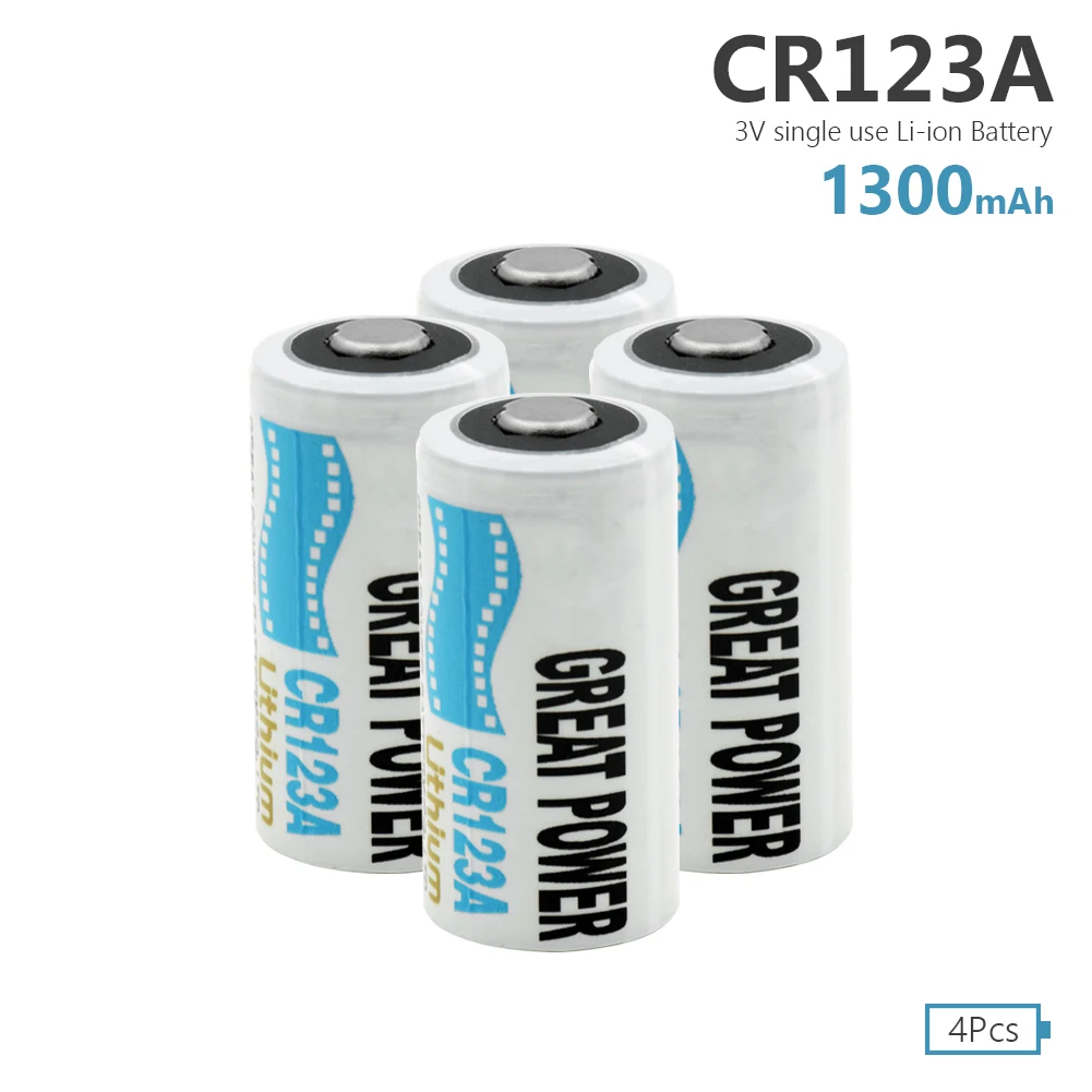4 шт. 3 в CR123A 1300 мАч LiMnO2 батареи SF123A EL123AP CR17335 для беспроводной системы безопасности