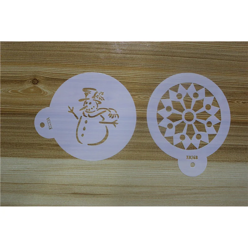 4 шт./компл. Снеговик Рождество дерево торт Кофе шаблон печати трафарет помады DIY