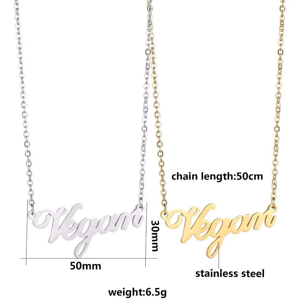 ELSEMODE ожерелье с подвеской в виде веганских букв розовое золото нержавеющая сталь