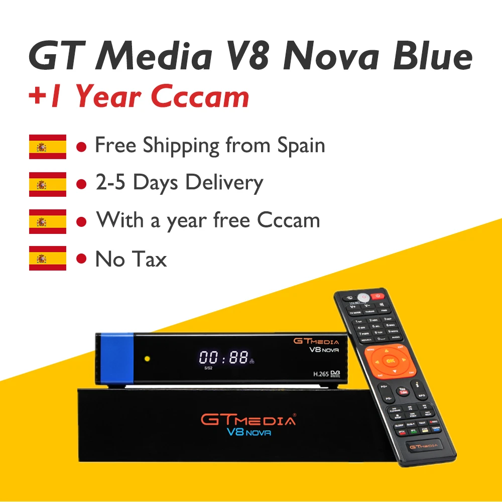 GTMedia V8 Nova DVB-S2 спутниковый ресивер+ 1 год бесплатно CCcam Clines для испанско-португальский Европы 4K с EPG PK Freesat V8 Super