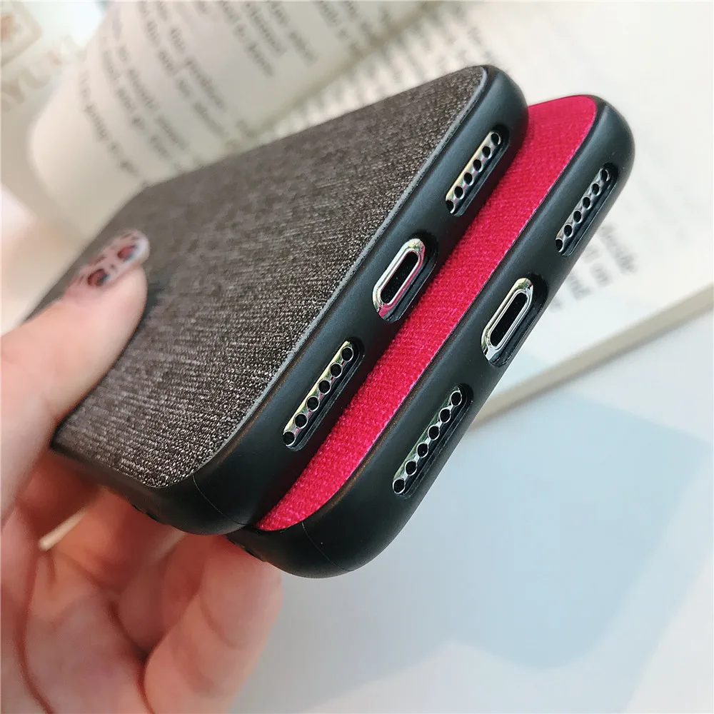 Luxury Cloth Plain Case TPU Cover For Apple iPhone X 8 7 6s 6 XS XR Max 10 Cute Phone Accessories Black Red Gray Skin |