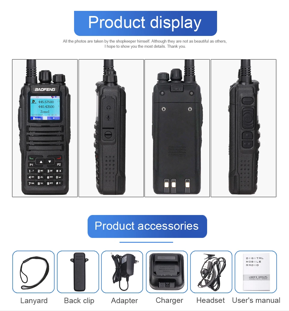 Baofeng DM-1701 рация ПМР rádio UHF VHF Ham CB радио станция цифровой аналоговый Совместимость Dual Time slot рация рации yaesu