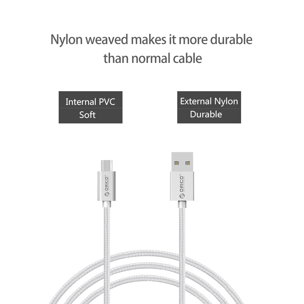 Usb кабель для зарядки и передачи данных ORICO 3 фута. Прочный нейлоновый Плетеный USB