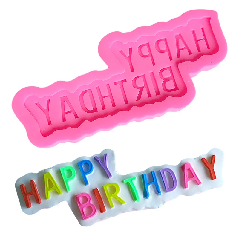 

LYCFEP Happy Birthday Shape Cake Decorating Moulds Stampo Silicone Torta Silicone Form for Baking Cake Form Silicone EP018320