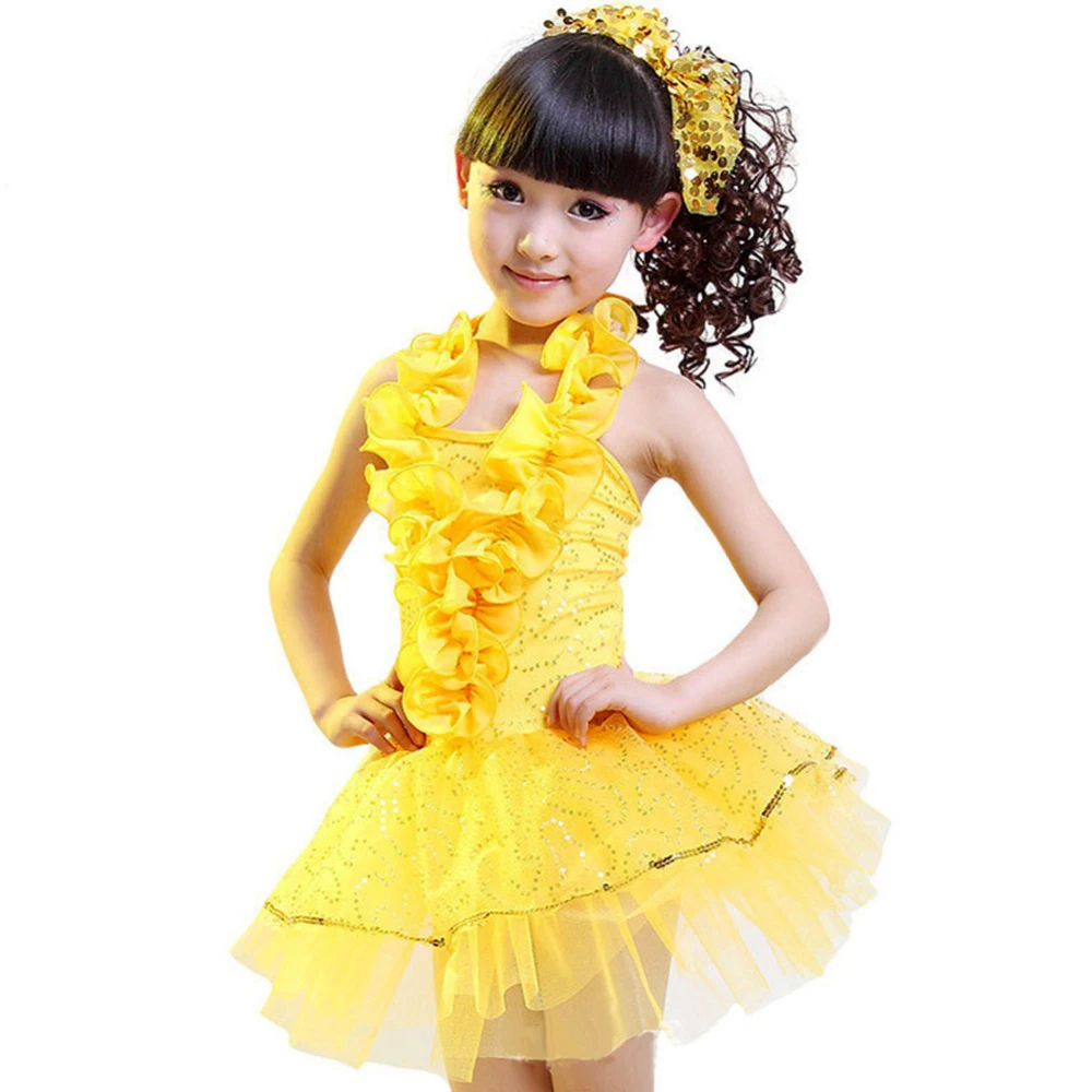 Girls Dance Dress White/Yellow/Blue/Rose Samba Fitness S-XXXL Latin Ballroom Dresses Kids 2018 New Children Party | Тематическая