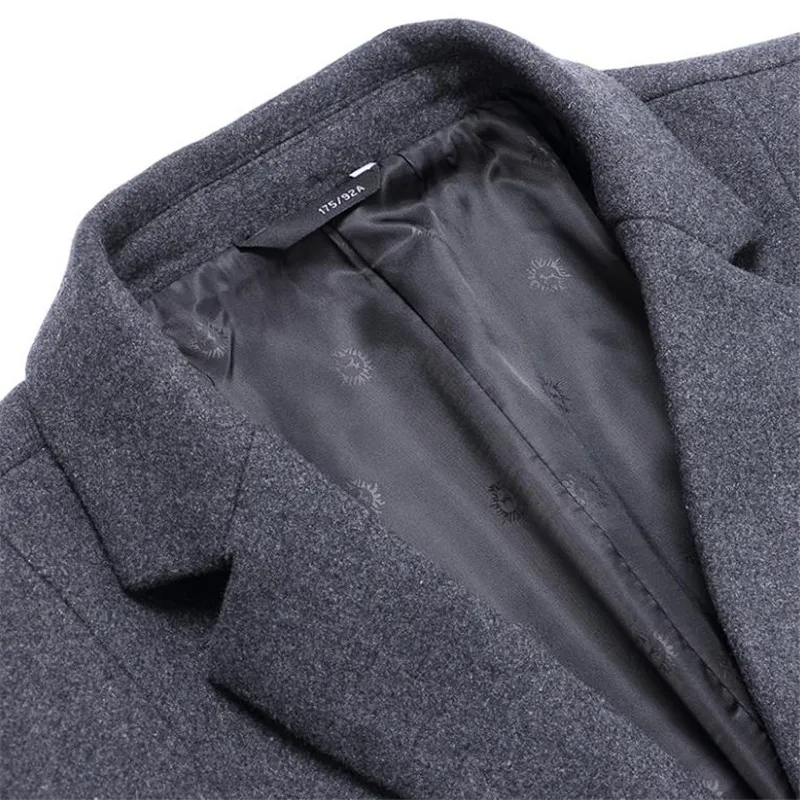 

autumn and winter high-end men's wool coat long lapels coat warm business jacket windproof Overcoat M-4XL